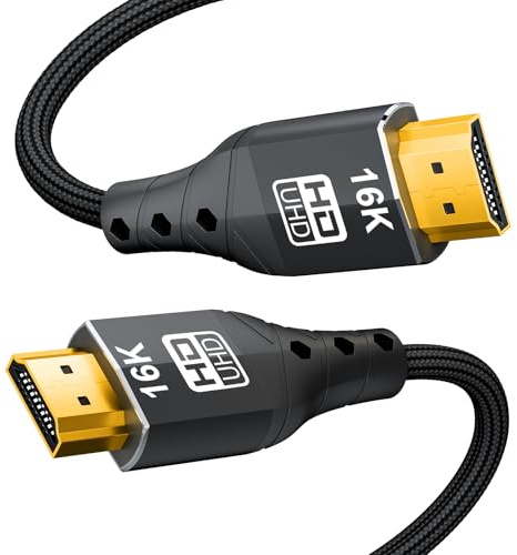 ZIKNYDO HDMI 2.2 Kabel 1m, (96Gbps, 16K/10K/8K/4K, Dynamic HDR, HDR10+, Dolby Vision, Dolby Atmos, DTS:X, HDCP 2.2&2.3, Vävd), kompatibel med HDMI 2.1/2.0 Kabel, PS5, Xbox, Hemprojektorer, Datorvärd