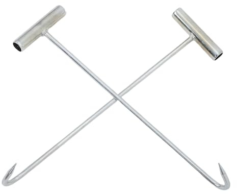 VALICLUD 2pcs Ergonomic T-Shape Manhole Cover Lifter Heavy-Duty Hooks for Lifting Storm Drain Grates Tank Lids and Door Covers with Non-Slip Handles Versatile Tool for Drain and Sewer