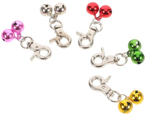 MUELODSIC 5 Stück Pack Glöckchen Anhänger mit Metallschnalle für Hunde und Katzenhalsbänder Kleine Leichte Metallanhänger mit Klarem Klang Sicherer Verschluss Tierfreundlich für Outdoor