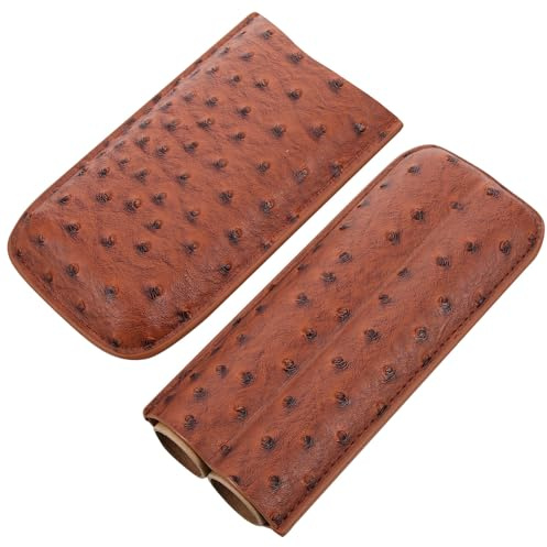OATIPHO Custodia Portatile di 2 Sigari per Sigari Marrone in Pelle e Conservazione Sicura Superficie Liscia e Alta Durata per Viaggio