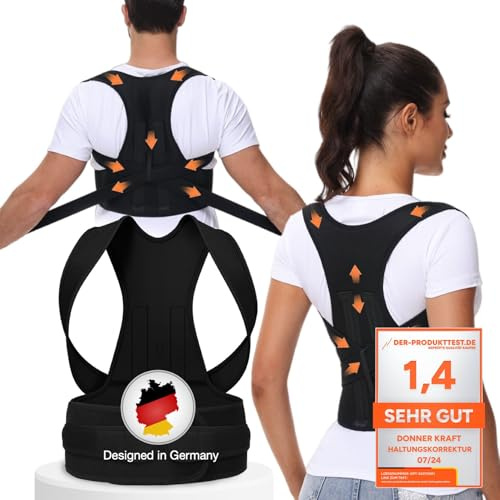 DONNER KRAFT Haltungskorrektur Herren Damen: Back Posture Corrector Haltung Korrektur Gurt für Herren und Damen - Verstellbare und Atmungsaktive Haltungstrainer + Ebook Leitfaden (L)