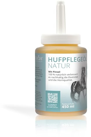 STRÖH Huföl für Pferde - 450 ml mit Pinsel - Mit Oregano‑ & Avocadoöl | Natürliches Hufpflegeöl - Bei Hufrissen, Hufproblemen, trockenen Hufen - Reichhaltiges Pflegeöl - Intensive Feuchtigkeit