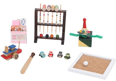 Generic Set di Figurine di Croquet per Casa delle Bambole in Scala 1:12 Scelta Regalo per Giochi Fantasiosi e Collezionisti