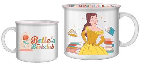 Silver Buffalo Princess Belle's Book Club Rose Jar Pearlescent Inner Decal - Taza de cerámica de 20 onzas
