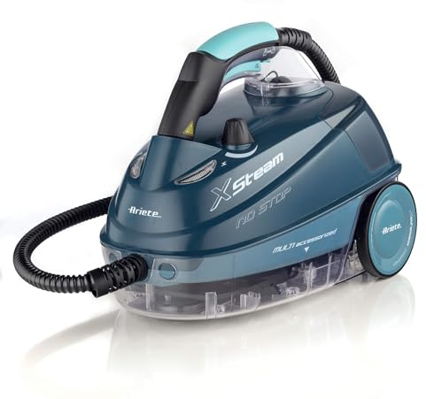 Ariete 4147/03 XSteam no stop, Pulitore a vapore, Vapore pronto in 4 minuti, Uccide 99,9% di germi e batteri, Autonomia Illimitata, Kit accessori incluso, Blu
