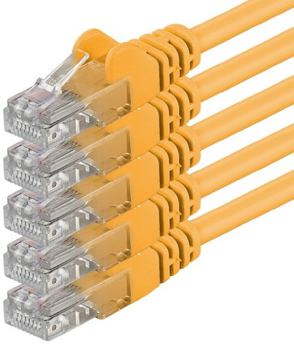 1aTTack.de 5x 10m Câble Réseau Cat6 Cat 6 - RJ45 Ethernet LAN DSL Routeur Modem - Jaune