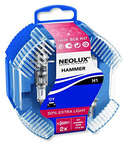 NEOLUX HAMMER BOX Extra Light H1 Halogenscheinwerferlampe N448EL 12V 55W P14.5s im 2er-Set