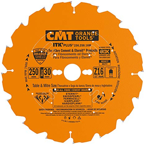 CMT ORANGE TOOLS 236.250.16M - KREISSÄGEBLATT AUS DIAMANT FÜR FASERZEMENT 250X2.4/1.8X30 Z16 TCG