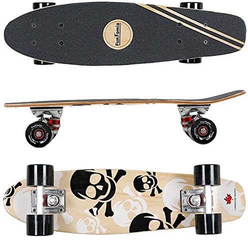 FunTomia Mini-Board Cruiser Skateboard 57cm aus 7-lagigem kanadischem Ahornholz inkl. ABEC-9 Kugellager - mit oder Ohne LED Rollen
