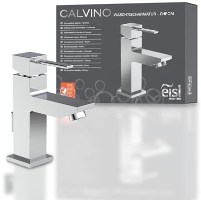 EISL NI075THI CALVINO Wasserhahn Bad eckig, Waschtischarmatur mit kantigem Design, moderner Einhebelmischer Badezimmer, Mischbatterie fürs Waschbecken, Chrom