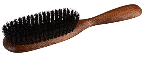 LUQX Haarbürste Spezial reine Wildschweinborste - extra leicht - 8-reihig ; Reinigt die Haare | Auskämmbürste für klassisches Naturhaar| Naturhaarbürste mit reiner Naturborste | (DUNKELBRAUN)