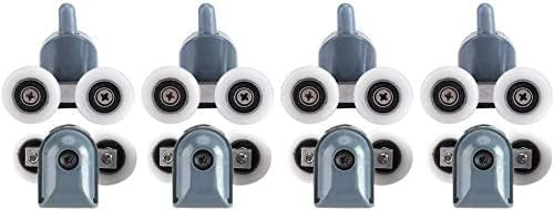 Yuanqian Lot de 8 doubles rouleaux de rechange pour la partie supérieure et inférieure de la porte de douche avec roulettes de 25 mm de diamètre