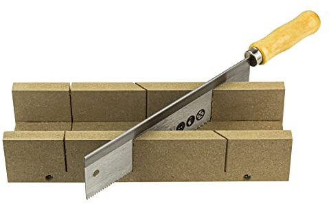 DEMA Feinsäge Gehrungssäge mit Holzgriff & Holz Schneidlade – Handsäge, Gehrungslade, Holz Lade 45°/90° – präzises Sägen, stabil, vielseitig für Holzarbeiten, Basteln, DIY