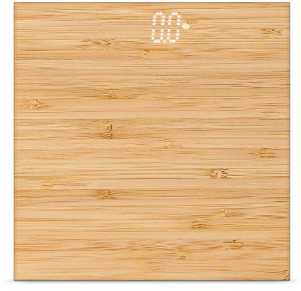 CREATE/BALANCE BODY BAMBOO/Báscula de baño de bambú/Compacta, Capacidad de 180 kg, Laminado de Bamboo Natural