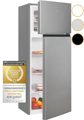 Exquisit KGC270-45-010E - Frigorífico congelador (206 L, regulador de temperatura, congelador y congelador independiente), color plateado