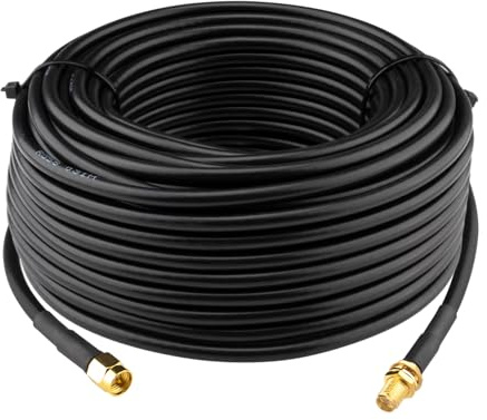 Boobrie RG58 SMA auf SMA Kabel 25M WiFi Antennenkabel SMA Buchse auf SMA Stecker Koaxial Kabel Verlustarmes 50 Ohm Koaxialkabel für WIFI-Antenne/Radio/FPV-Drohne usw
