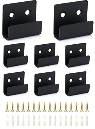 QWORK® 8 Pezzi Ganci Muro per Piastrelle in Ceramica, Staffe a U in Acciaio Inox per Contenere Cornici, Piastrelle in Ceramica e Specchi da Parete, Nero, Larghezza Interna 11 mm
