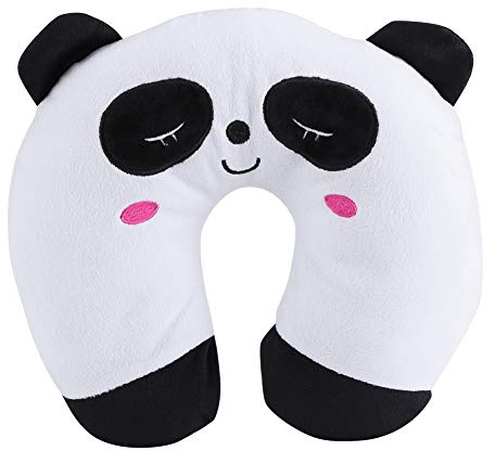 Kuuleyn Cuscino da viaggio per supporto per il mento per bambini, cuscino da viaggio per animali, collo da viaggio per animali, cuscino in cotone PP, cuscino per poggiatesta per auto a forma(panda)
