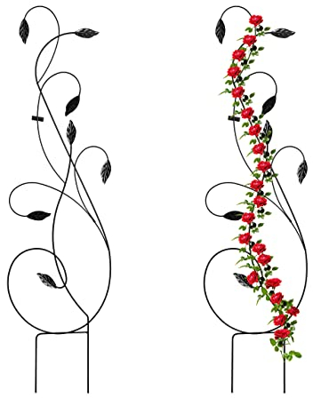 Relaxdays Rankgitter Metall, 2er Set, Rankhilfe für Kletterpflanzen, zum Stecken, Rankspalier HxB: 144 x 39 cm, schwarz