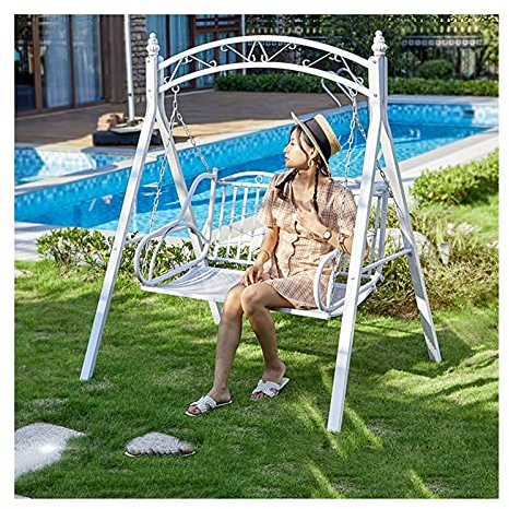 Outdoor-Veranda-Schaukel mit Ständer, Patio-Lounge-Schaukel, Outdoor-Schaukelstühle für Erwachsene, weiße Prinzessinnen-Schaukel, Gartenschaukel, Outdoor-Schaukelbank, perfektes Set