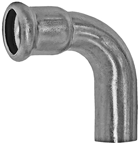 MegaHaustechnik Winkel 90 Grad 28x28 mit Einsteck-Ende Stutzen Außendurchmesser 28mm Pressfitting aus Edelstahl V4A für Rohr-AußenØ 28mm zum Verpressen M-Kontur, Trinkwasser geeignet, VA INOX