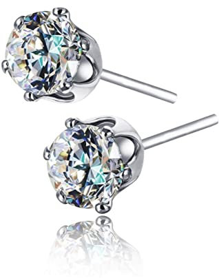 Braut Ohrringe, Ohringe Frauen Blumenform 6 Krallen Massiver Zirkon Grün Kupfer Brautschmuck