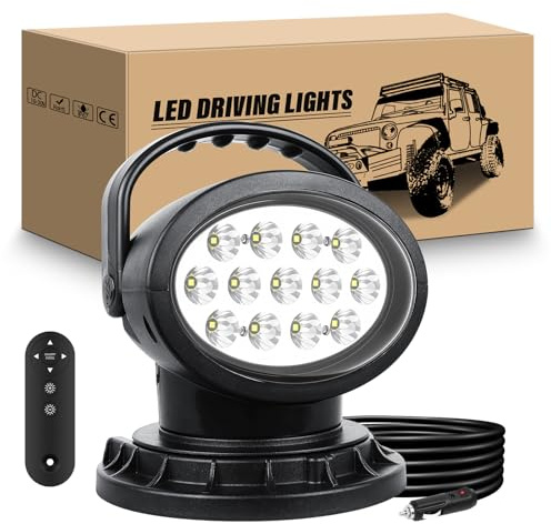RIGIDON Led Arbeitsscheinwerfer mit Magnetfuß, 38W 3800LM Suchscheinwerfer | 12V 24V Flood Offroad Beleuchtung, Fernbedienung, Zigarettenanzünder, 2.7 meter Kabel für Auto SUV ATV Traktor LKW KFZ Boot