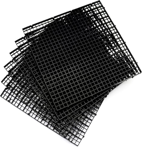 ALEGI Aquarium Fish Tank Divider Plastic Egg Crate Aquarium Filter Bottom Tray Plastic Grid (L 6pcs Black)
