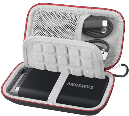 Lacdo Externe Festplattentasche Schutzhülle für Samsung T5 EVO Portable SSD 2TB 4TB 8TB USB 3.2 Gen 1 Externes Solid-State-Laufwerk Eva Stoßfest Wasserdicht Reise Tragen Hülle Case, Schwarz