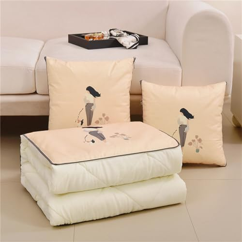 Hixingo Reisedecke und Kissen 2 in 1, Reisedecke mit Kissen Set Multifunktionale Reise Decke und Kissen 2 in 1 Weichem Flugzeug Verwandlungskissen für Urlaub, Camping (50 * 50cm,Urlaub)
