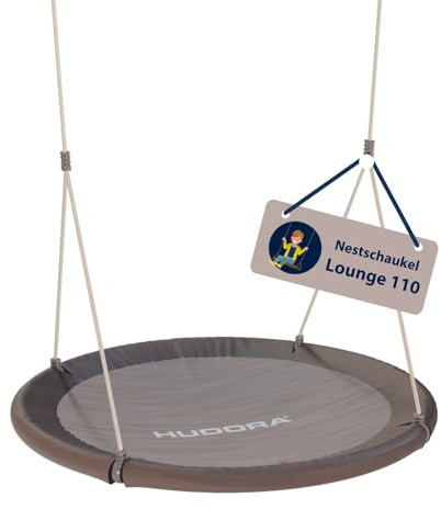 HUDORA Nestschaukel Lounge - Höhenverstellbare Nestschaukel mit 90/110cm Durchmesser für bis zu 150kg - Hängeschaukel mit geschlossener Sitzfläche - Familienschaukel für drinnen & draußen