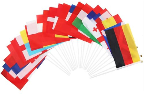 24 Länder Doppelseitige Stoff Olympia Deko Handgehaltene Flaggen, 2025 Flagge Klein für Olympische Spiele Deko, 24 Länder Olympische Fahne Klein für Haus Garten Bar Restaurant Party Deko
