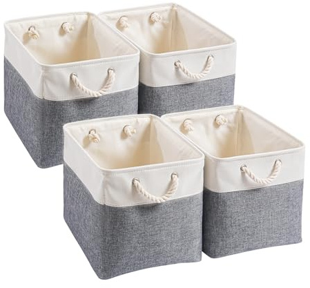 Mangata Aufbewahrungsbox,(30x30x30cm) Aufbewahrungskorb Stoff, Box in Würfel für Schrank, Regal, und Kleidung(Kaltes Grau, 4er Pack)