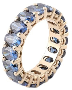 Epinki Echt Goldschmuck, 18 Karat 750 Gelbgold Ringe, Ewigkeit Trauringe mit Oval Moissanit Dunkelblau, 18K Gold Hochzeitsring Eheringe Gr.60 (19.1)