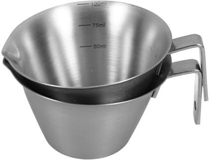 KICHOUSE 2stücke Edelstahl Espresso Messbecher Mit Skalendesign Für Präzise Kaffeextraktion Kompakt Und Leicht Für Zuhause Büro Und Unterwegs Ergonomischer Griff Für Bequemes Ausgießen