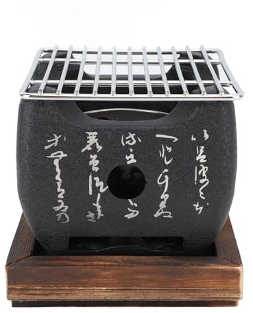Parrilla de Barbacoa Japonesa, Mini Parrilla de Barbacoa, Estufa de Barbacoa portátil, Estufa de carbón para Alimentos con Parrilla de Malla de Alambre y Herramientas de Barbacoa (7,7x7,1 Pulgadas)