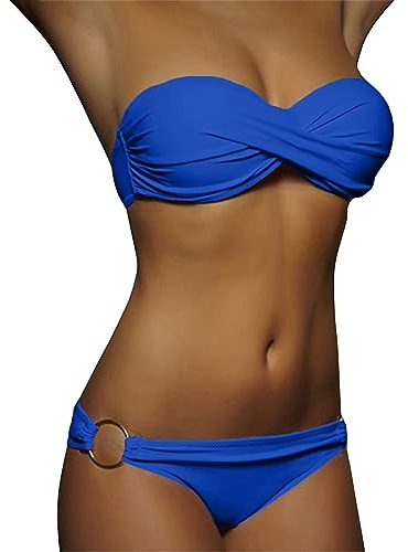 Costumi da Bagno Donna Due Pezzi Donna Mare Push Up Costume da Bagno Reggiseno per Donna a Fascia con Ferretto e Spalline Regolabili Bikini