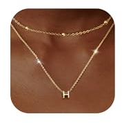 LOLIAS Guldkedja i lager med bokstäver, 14K guld, guldpläterade personliga bokstäver, hängen, kedja med namn, mycket små initialer, choker, pärlor, kedja, bokstavskedja för kvinnor/flickor, smycke