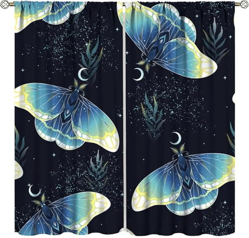 Kinder Verdunkelungsvorhänge Bunter Blumenschmetterling 3D Polyester Ösen Vorhang, Für Wohnzimmer Schlafzimmer Kinderzimmer Junge Mädchen Zimmer Blickdicht Schallschutzvorhänge 2Er Set 9426351964036
