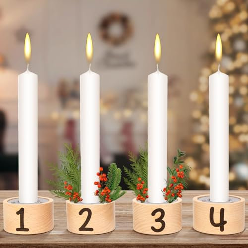 MONCAP Portacandelitas navideño Portavelas de Adviento Corona de Adviento Farolillo para 4 candelitas Portavelas navideño para arreglo de Adviento Decoración de Mesa navideña Decoración de Adviento