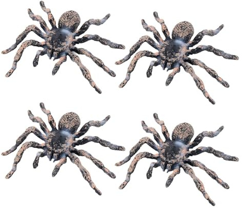 CWPFVQA 4 Stück Realistische Spinne, Plastik-Fake-Spinne, Tier-Mimikry-Modell, Gruseliges Spinnen-Modell, Streich-Spinnen-Spielzeug, Kognitives Lehrspielzeug