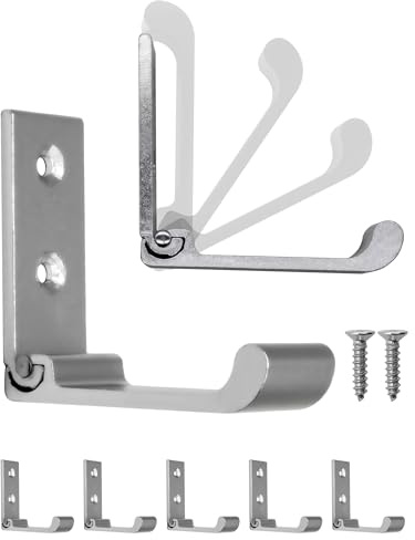 Fuxxer 5x Klappbare Mehrzweck-Haken, Garderoben-Haken, 75x67 mm, 5er Set, silber