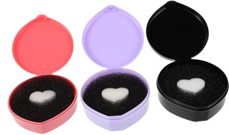 BELLIFFY 3pcs Heart Shape Makeup Brush Cleaning Box Sponge for Efficient Brush Cleaner