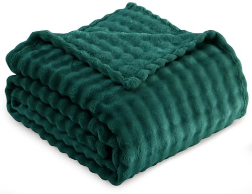 RUIKASI Kuscheldecke Flauschig Kleine Decke Dunkelgrün - Weiche Sofadecke & Couchdecke 130x150 cm aus Plüsch, Warme Fleece für Wohnzimmer Deko Blanket, Dicke Wohndecke