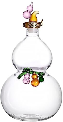 Alipis Gourd Glass Wine Bottle 500ml Liquor Storage Bottle with Sealing Lid Household Wine Holder and Decorative Use Random Color