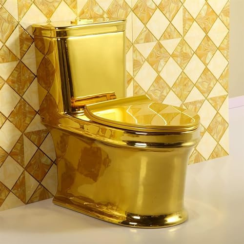 XAoSCd Toilette Monoblocco A Forma di Diamante, Moderna Toilette in Ceramica Sifonica A Doppio Scarico, Altezza Universale per Bagno di Casa E Hotel,E-400mm