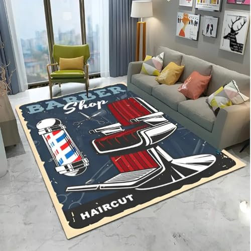 SHAOPENGA Zone Tapis Barber Shop Crâne Vintage Signe Tapis Tapis pour La Maison Salon Chambre Canapé Paillasson Décor Tapis 80X120Cm