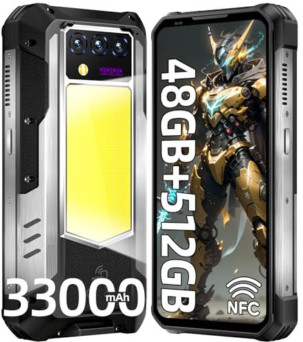 OUKITEL WP100 TITAN Rugged Smartphone 5G with Projector, 33000mAh (66W) Battery, 48GB RAM+512GB ROM, 6.8 FHD+ 120Hz Display, 200MP Camera, 1200LM Camping Light, Dual SIM Android 14 Phone/OTG/NFC/GPS