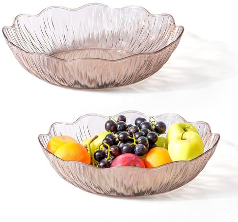 Doafoce 2 Pezzi Cesto per Frutta Cestello per Frutta Moderno Cestino di Frutta Grande Plastica Ciotole di frutta super durevoli per Frutta, Verdura, Snack e Decorazioni Della Tavola 24×24×6cm