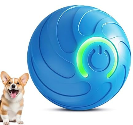 Interaktiver Hundeball für Welpen / kleine Hunde / Katzen, vibrierender, intelligenter selbstbewegender Ball mit LED-Licht, wiederaufladbares Katzenspielzeug für Indoor-Katzen, Hunde (blau)